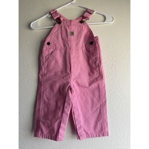 Carhartt  Pink Denim  Canvas Kids Bib Overalls  Toddler Girl 9 Mos-Excellent!